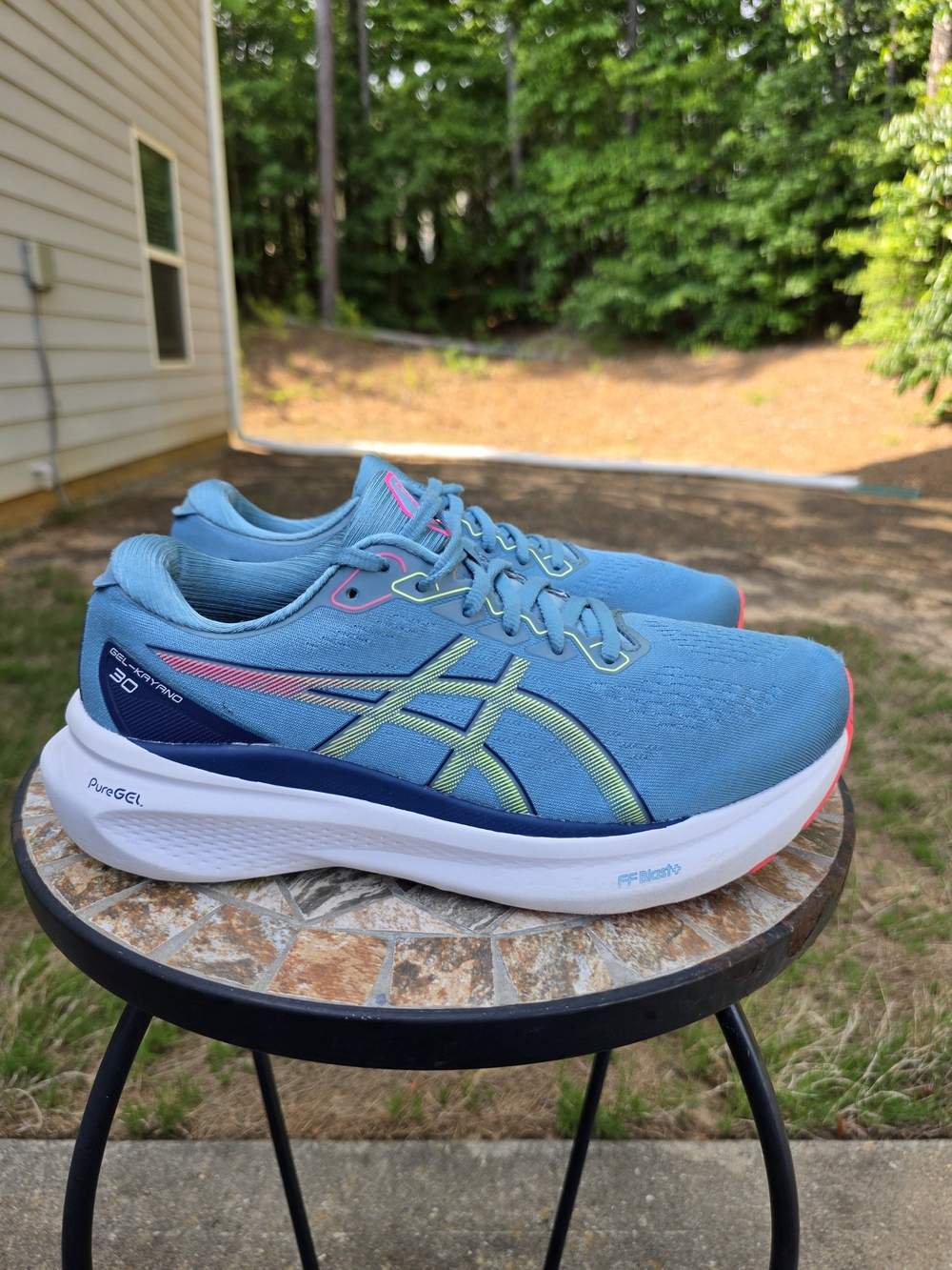 Asics Gel Kayano 30 1012B357 Gris Blue/Lime Green Running Shoes Women Size 9.5